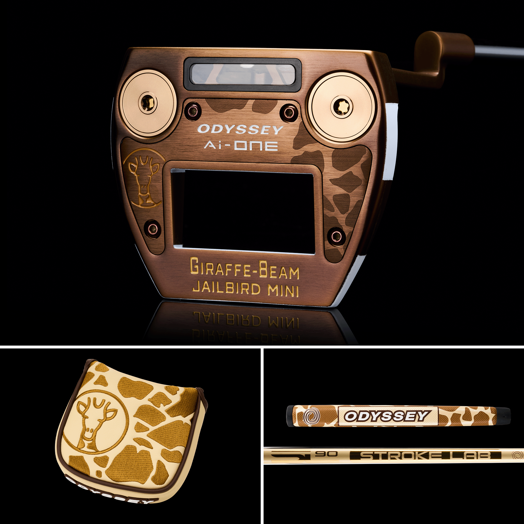 新品AI-ONE GIRAFFE-BEAM JAILBIRD MINI Odyssey Ai-ONE GIRAFFE-BEAM JAILBIRD MINI Putter STROKE LAB